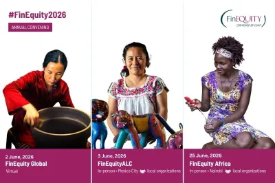 FinEquity 2026 Annual Convening Banner with an images of 3 women and event information.